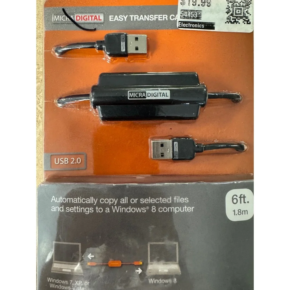 Micra Digital Easy Transfer Cable for Windows 8 USB 2.0 6ft 1.8m MD0001